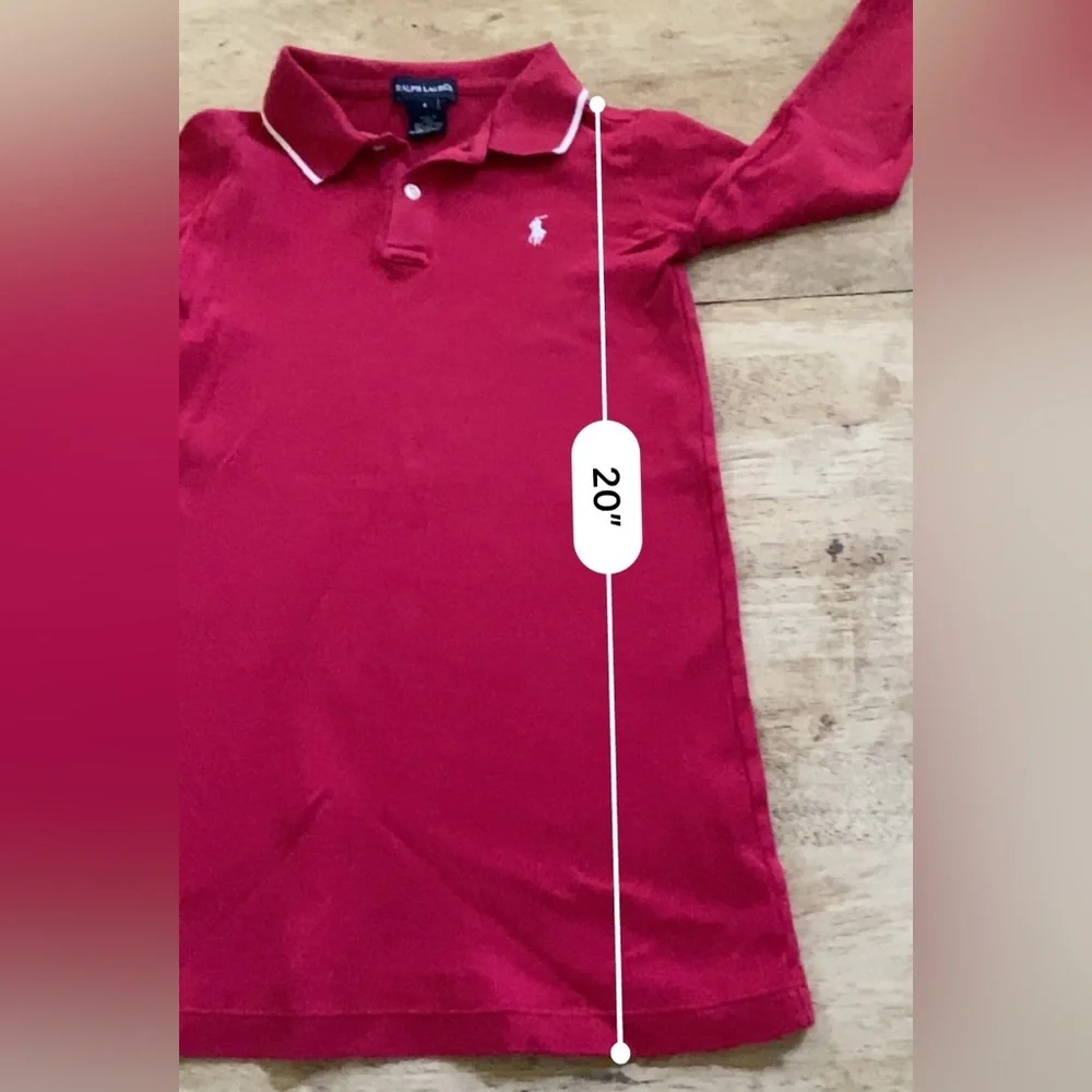 Vintage Ralph Lauren Girls’‎ Sz 4 Red Long Sleeve Cotton Polo Dress